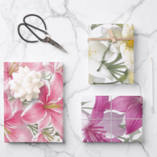 Lily Oriental Flowers Wrapping Paper Sheet