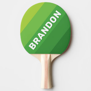 Lily Pad Green Bold Stripes with Name Ping Pong Paddle