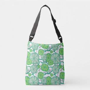 Lily Pad Koi Pond Pattern Crossbody Bag