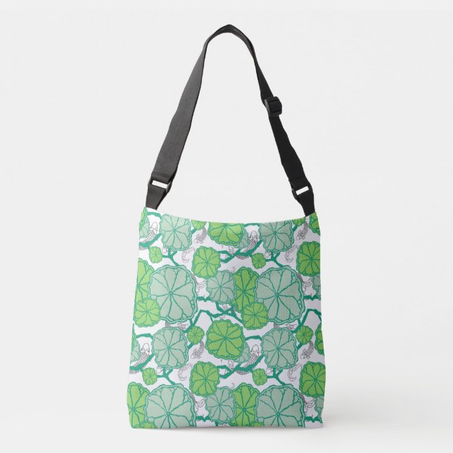 Lily Pad Koi Pond Pattern Crossbody Bag (Front)