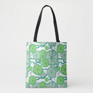 Lily Pad Koi Pond Pattern Tote Bag