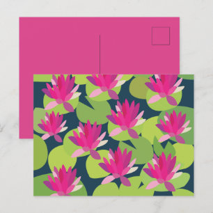 Lily Pad Lilypad Pink Lotus Flowers Floral Postcard