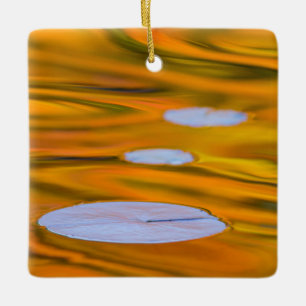 Lily pad on orange water, Canada Ceramic Tree Decoration