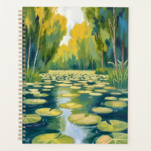 Lily Pad Pond   Green Watercolor Nature Planner