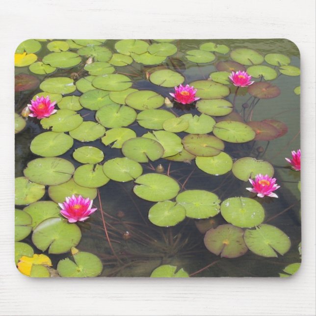 lily pad with pink flowers mouse mat (Front)