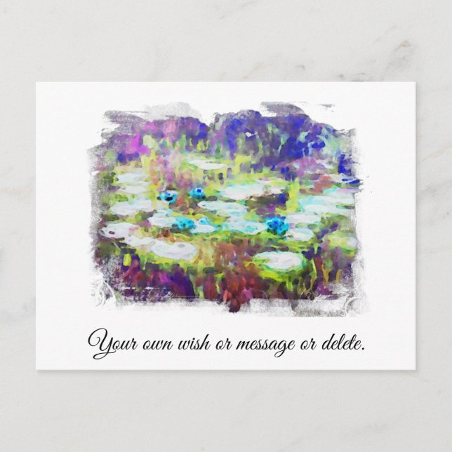 *|* Lily Pads Monet Pond AR23 Personalise text  Postcard (Front)