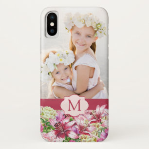 Lily Peony Floral Monogram Photo iPhone X Case