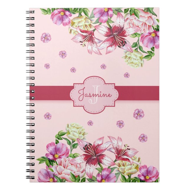 Lily & Peony Floral Pink Notebook (Front)