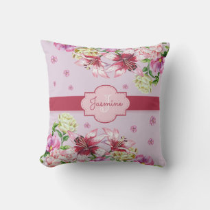 Lily & Peony Floral Purple Cushion