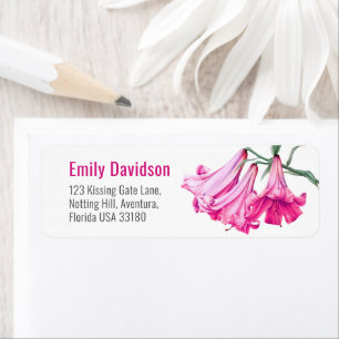 Lily pink floral art wedding return address