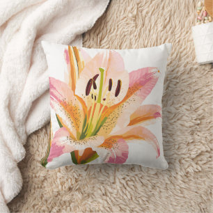 Lily Pink Flower   Beautiful Paint Cushion