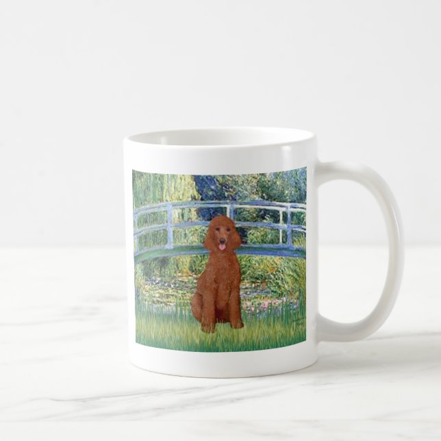 Lily Pond Bridge - Dark Red Standard Poodle #1 Coffee Mug (Right)