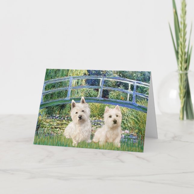 Lily Pond Bridge - Westies (two) Card (Front)