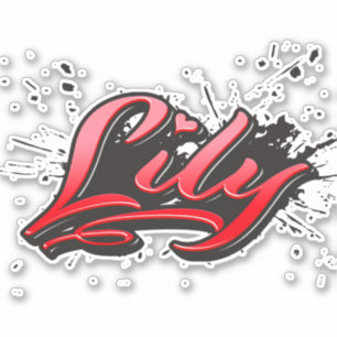 Lily red Heart Graffiti Sticker