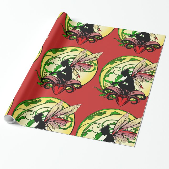 Lily Shadow Fairy Wrapping Paper (Unrolled)