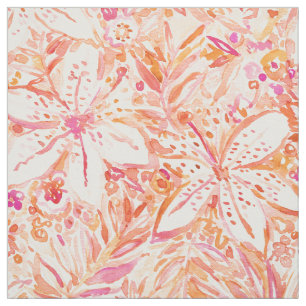 LILY SUNSET Beachy Peach Tropical Floral Fabric