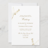 Lily Valley Floral Sketch Faux Gold Simple Wedding