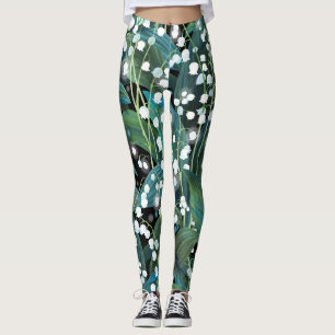 Lily Valley Seamless Pattern Background Leggings