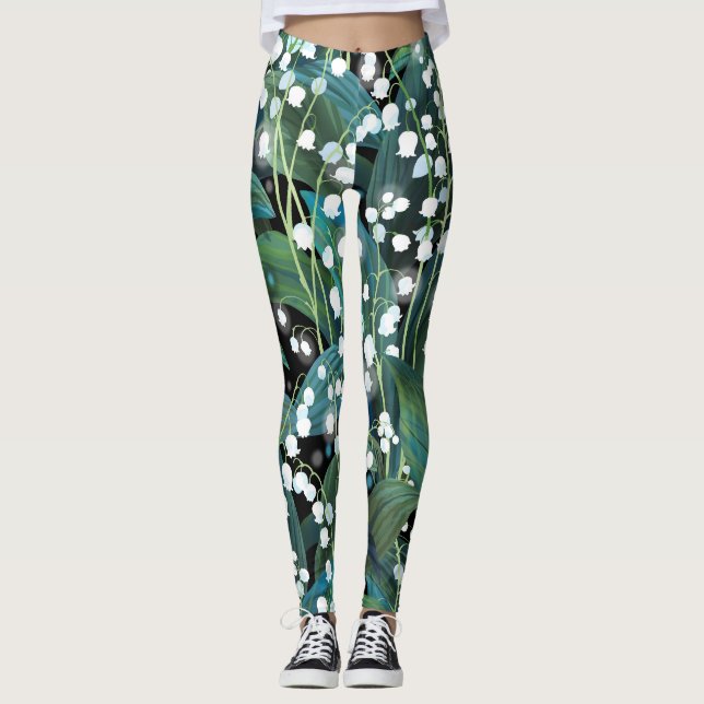 Lily Valley Seamless Pattern Background Leggings (Front)