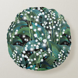 Lily Valley Seamless Pattern Background Round Cushion