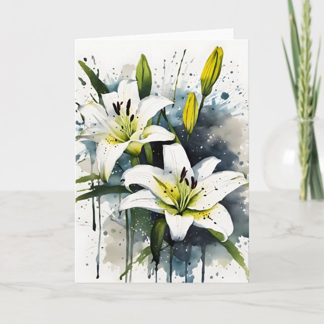 Lily - Watercolor flowers Card (Front)