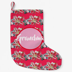 Lily Watercolor Red Flowers Grandma Stocking
