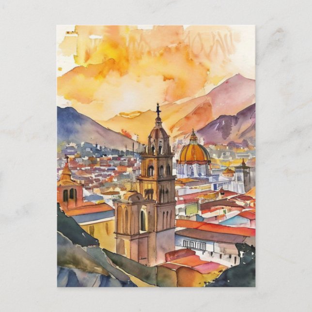 Lima, Peru cityscape watercolor painting Postcard (Front)