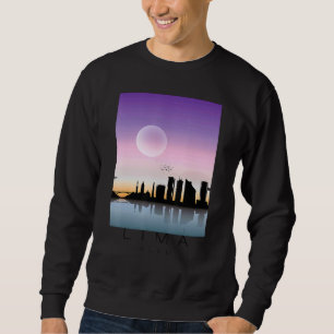 Lima Peru Skyline In Full Moon Souvenir  Love Peru Sweatshirt