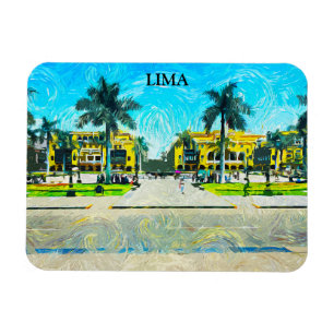 Lima Peru Watercolor Oil Paint Vintage Travel  Magnet