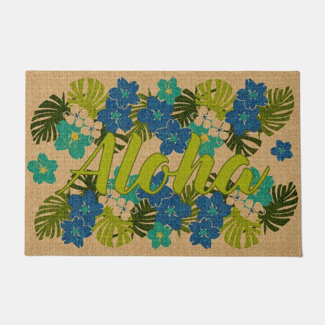 Limahuli Garden Vintage Hawaiian Lime Aloha Doormat (Front)