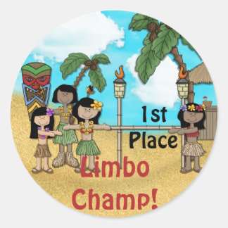 Limbo Luau Birthday Party - First Place Classic Round Sticker