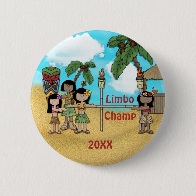 Limbo Luau Birthday Party - Limbo Champ 6 Cm Round Badge (Front)