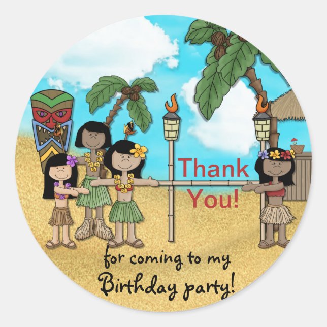 Limbo Luau Birthday Party - Thank You Classic Round Sticker (Front)