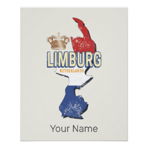 Limburg Netherlands Map Dutch Vintage Souvenir Poster