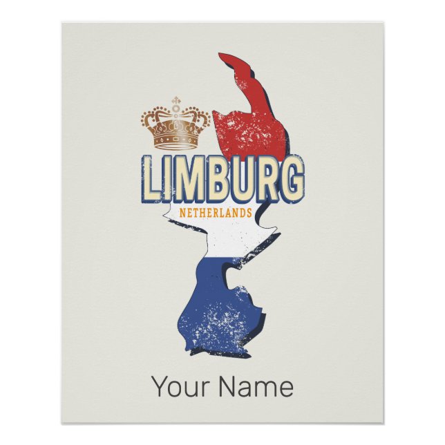 Limburg Netherlands Map Dutch Vintage Souvenir Poster (Front)