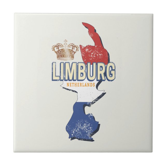 Limburg Netherlands Map Dutch Vintage Souvenir Tile (Front)