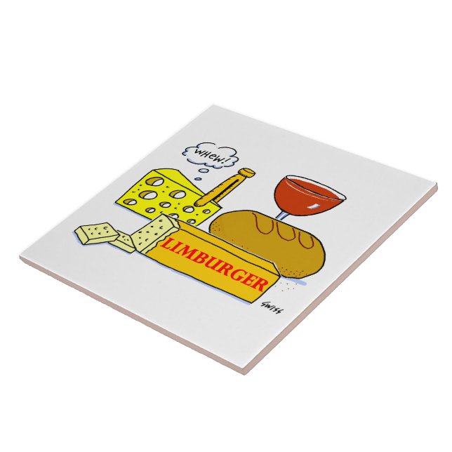 Limburger Cheese Lover Humourous Cartoon Kitchen Tile (Side)