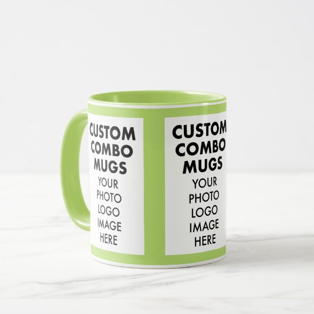 Lime 4:6 Portrait Frame 3 x Photo Custom Combo Mug (Front Left)