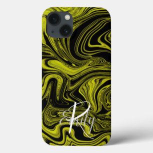 Lime Agate Marble Abstract Name Monogram Name iPhone 13 Case