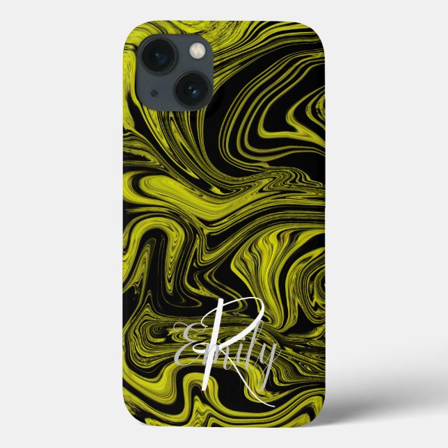  Lime Agate Marble Abstract Name Monogram Name Case-Mate iPhone Case (Back)