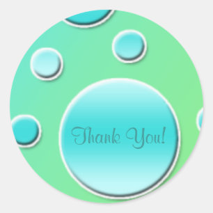 Lime and Aqua 1.5" Round Thank You Sticker
