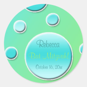 Lime and Aqua Polka Dot 1.5" Round Sticker