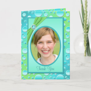 Lime and Aqua Polka Dot Thank You Card with Photo