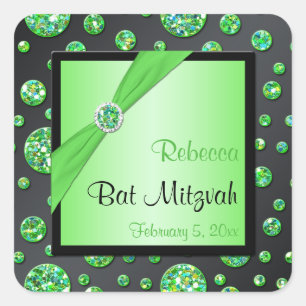 Lime and Black 1.5" Square Bat Mitzvah Sticker