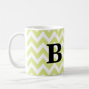 Lime and Black Chevron Monogram Mug