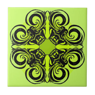 Lime and Black Retro Tiles
