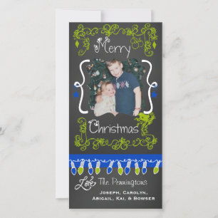 Lime and Blue Merry Christmas Photo Card