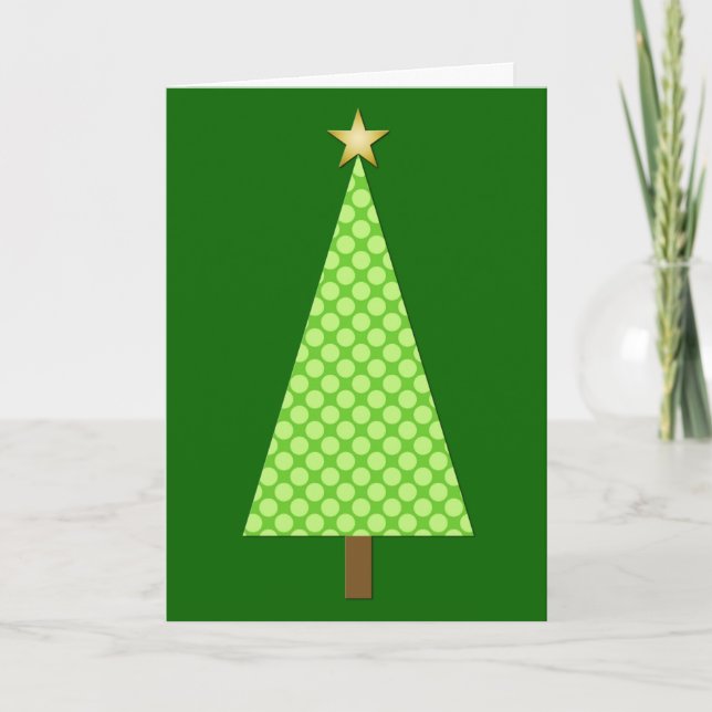 Lime and Emerald Green Modern Christmas Tree Holiday Card (Front)