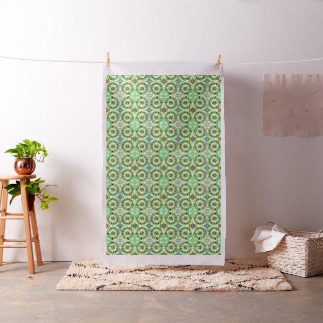 Lime and Green Abstract Collage Fabric (In Situ)
