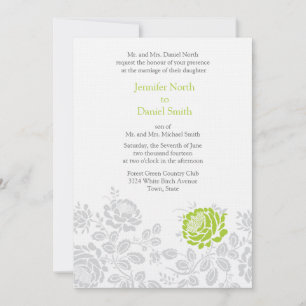 Lime And Grey Damask Wedding Invitations